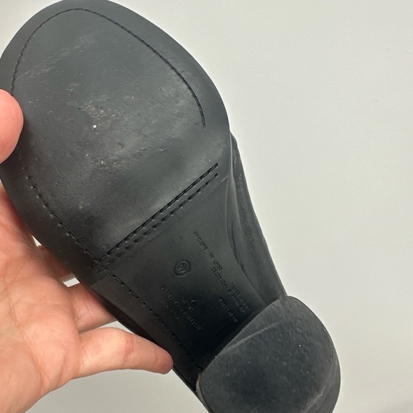 AllSaints Silvan Black Slip On Soft Leather Peep Toe Mule Heel Shoes 40 - Picture 4 of 5